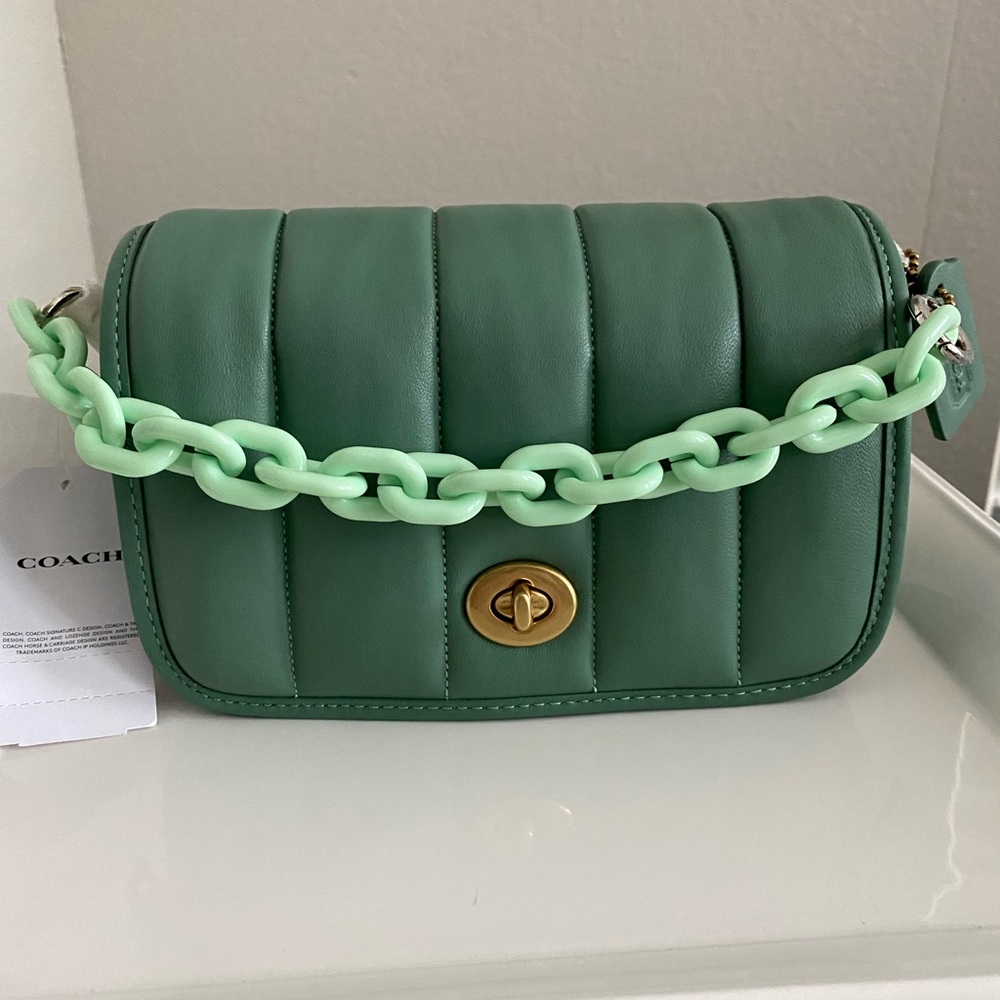 Coach Quilted Dinky 18 in Washed Green NWT - Picture 4 of 16